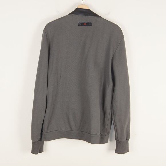 Hugo Boss Orange Label Full Zip Leather Detail Collar Terry Cotton Sweater Sz XL - Picture 2 of 10